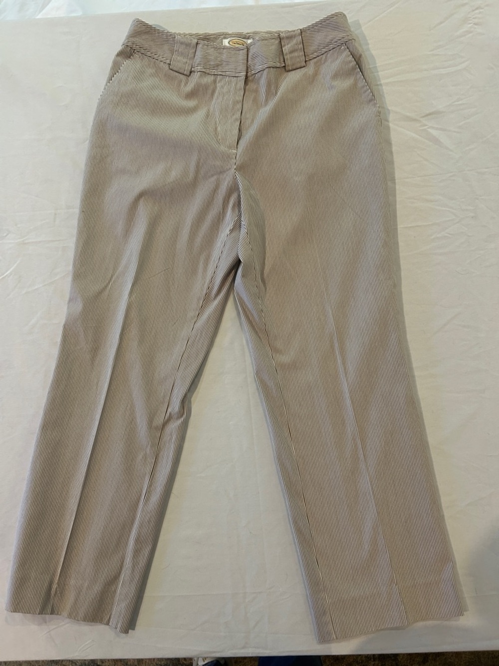 Talbots Women's Cropped Tan and Ivory pinstripe Pants